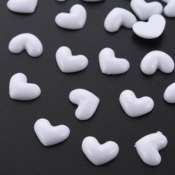 Opaque Resin Cabochons, Heart, White, 4.5x5x2mm