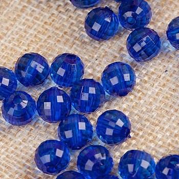 Transparent Acrylic Beads, Round, Medium Blue, 6mm, about 5480pcs/500g