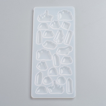Silicone Molds, Resin Casting Molds, For UV Resin, Epoxy Resin Jewelry Making, Rock Shape, White, 175x75x5mm, Inner Size: 13~26x8~26mm