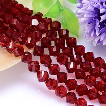 Faceted Polyhedron Imitation Austrian Crystal Bead Strands, Grade AAA, Dark Red, 8mm, Hole: 0.9~1mm, about 50pcs/strand, 15.7 inch