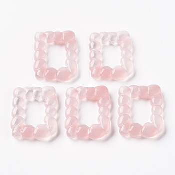 Imitation Jelly Resin Pendants, Imitation Gemstone, Rectangle, Pink, 31x24.5x5.5mm, Hole: 1.4mm