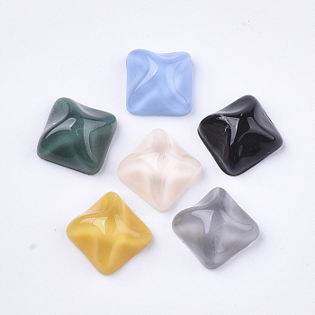 Resin Cabochons, Imitation Cat Eye, Waved Square, Mixed Color, 8x8x5mm