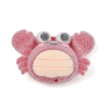 Animal Theme Flocking Silicone Pendants, Pink, Crab, 36x53x21mm, Hole: 2mm
