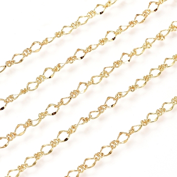 3.28 Feet Brass Figure 8 Chain, Figaro Chains, Long-Lasting Plated, Soldered, Real 18K Gold Plated, 4x3x1mm