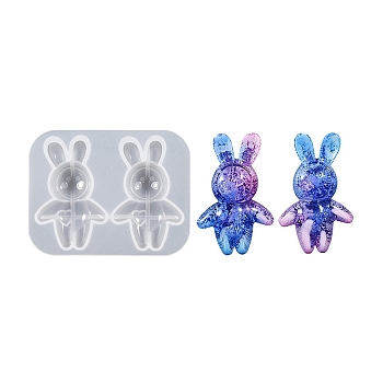 Keychain Charms Silicone Molds, Resin Casting Molds, for UV Resin, Epoxy Resin Jewelry Making, Rabbit Pattern, 67x87x13mm, Inner Diameter: 37x59mm