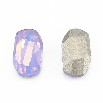 K9 Glass Rhinestone Cabochons, Pointed Back & Back Plated, Faceted, Nuggets, Violet, 14x8x4mm