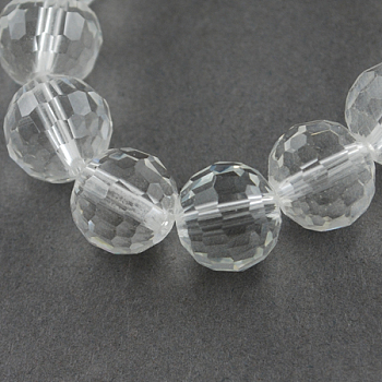 Transparent Glass Bead Strands, Faceted(96 Facets), Round, Clear, 12mm, Hole: 2mm, about 50pcs/strand, 22.4 inch