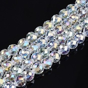Transparent Glass Beads Strands, Faceted, AB Color Plated, Teardrop, Clear AB, 8x8mm, Hole: 1.5mm, about 69~71pcs/strand, 20.67 inch~21.85 inch(52.5cm~55.5cm)
