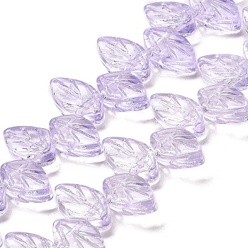 Electroplate Glass Beads Strands, Leaf, Clear AB, 11x7x4mm, Hole: 0.8mm, about 100pcs/strand, 23.15~23.50''(58.8~59.7cm)