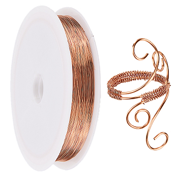 Eco-Friendly Copper Wire, Round Beading Wire, with Spool, Long-Lasting Plated, Rose Gold, 0.3mm, about 328.08 Feet(100m)/Bag