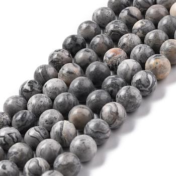 Natural Map Stone/Picasso Stone/Picasso Jasper Bead Strands, Round, 8mm, Hole: 1mm, about 44pcs/strand, 14.9 inch~15.1 inch