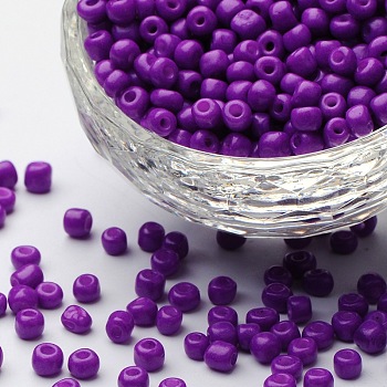 Baking Paint Glass Seed Beads, Dark Violet, 6/0, 4~5x3~4mm, Hole: 1~2mm, about 450pcs/50g, 50g/bag, 18bags/2pound