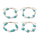 Natural Shell & Synthetic Turquoise Braided Bead Anklets(AJEW-AN00562)-1