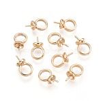 Brass Screw Eye Peg Bails Charms, for Half Drilled Bead, Nickel Free, Real 18K Gold Plated, 9x5x3.5mm, Hole: 3.5mm, Pin: 0.5mm(X-KK-T056-104G-NF)