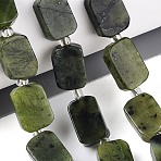 Natural Canadian Jade Beads Strands, with Seed Beads, Rectangle, 9.5~14x7~10x4~6.5mm, Hole: 0.8~1mm, about 12~15pcs/strand, 6.69~8.07''(17~20.5cm)(G-C098-A37-01)