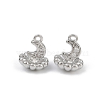 Brass Micro Pave Cubic Zirconia Pendants, Moon with Cloud Charms, Platinum, 12x10mm, Hole: 1.1mm(KK-K407-22P)
