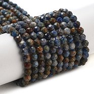 Natural Dumortierite Beads Strands, Faceted, Round, 4mm, Hole: 0.8mm, about 92~95pcs/strand, 14.96~15.16''(38cm)(G-G161-A04-03)