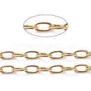 Brass Paperclip Chains, Drawn Elongated Cable Chains, Soldered, with Spool, Oval, Long-Lasting Plated, Real 18K Gold Plated, 8x5x1mm, about 16.4 Feet(5m)/roll(CHC-G005-04G)