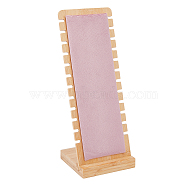 Detachable Wood Slant Back Necklace Display Stands, Pendant Necklace Holder Organizer, with Velvet Soft Mat, Rectangle, Pink, Finish Product: 10x9.5x26.5cm(NDIS-WH0010-16)