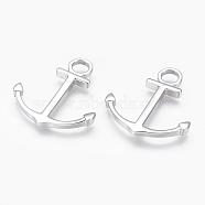304 Stainless Steel Pendants, Anchor, Stainless Steel Color, 34.5x31x3mm, Hole: 6mm(STAS-G143-02P)