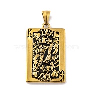 304 Stainless Steel Pendant, Playing Cards, King of Hearts Charm, Antique Golden, 43.5x27.5x5mm, Hole: 8x4.5mm(STAS-K283-23AG)