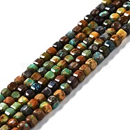 Natural HuBei Turquoise Beads Strands, Faceted, Cube, 3x3x3mm, Hole: 0.6mm, about 135pcs/strand, 15.35''(39cm)(G-D467-A02)