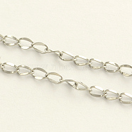 304 Stainless Steel Curb Chains, with Spool, Soldered, Stainless Steel Color, 4x2x0.3mm, about 164.04 Feet(50m)/roll(CHS-T001-01)
