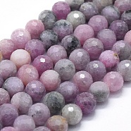 Natural Ruby/Red Corundum Beads Strands, Faceted, Round, 9mm, Hole: 1mm, about 45pcs/Strand, 15.55 inch(39.5 cm)(G-D0013-63C)
