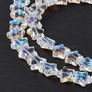 Transparent Electroplate Glass Beads Strands, Half Plated, Star, 9.5x10x5mm, Hole: 0.9mm, about 102pcs/strand, 33.86''(86cm)(X-EGLA-E030-01J)