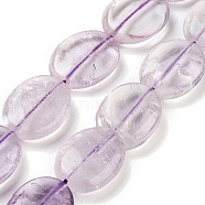 Natural Amethyst Beads Strands, Flat Oval, 20x15x6.5mm, Hole: 1.2mm, about 20pcs/strand, 15.87''(40.3cm)(G-B077-D04-01)