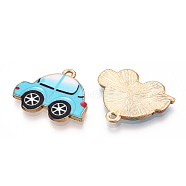 Printed Alloy Pendants, Car Charms, Cyan, 18.5x22.5x1.5mm, Hole: 1.5mm(ENAM-N056-223D)