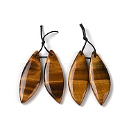 2Pcs Natural Tiger Eye Pendants, Gems Charms, Wing, 38x13x4mm, Hole: 1mm(G-A228-03E)