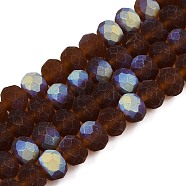 Transparent Glass Beads Strands, Faceted, Frosted, Half AB Color Plated, Rondelle, Peru, 8x6mm, Hole: 1mm, about 64~65pcs/strand, 40~41cm(EGLA-A044-T8mm-MB02)