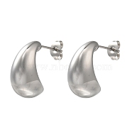 304 Stainless Steel Teardrop Stud Earrings for Wome, Stainless Steel Color, 19x8.5mm(EJEW-S237-01E)