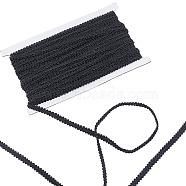 Polyester Braided Lace Trim, Sewing Centipede Lace Ribbon, for Clothes Accessories and Curtains Accessories, Black, 1/4 inch(8mm), about 27.34 Yards(25m)/Card(OCOR-WH0060-45B)