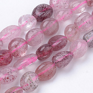 Natural Strawberry Quartz Beads Strands, Oval, 6~12x5~8x3~8mm, Hole: 1mm, about 50~57pcs/strand, 15.7 inch(G-Q952-15-6x8)