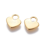 304 Stainless Steel Charms, Stamping Blank Tag, Heart Lock, Real 24k Gold Plated, 11x10x1mm, Hole: 3x3.5mm(STAS-G190-37G)