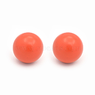 No Hole Spray Painted Brass Round Ball Beads Fit Cage Pendants, Orange Red, 16mm(KKB-J001-16)