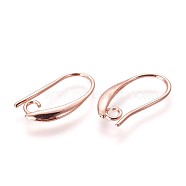 Brass Earring Hooks, with Horizontal Loop, Rose Gold, 18.5x9.5x2mm, Hole: 2mm, 20 Gauge, Pin: 0.8mm(KK-L177-33RG)