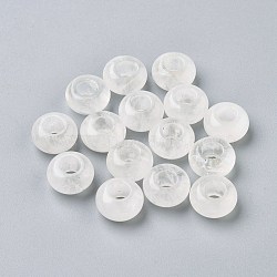 Natural Quartz Crystal European Beads, Large Hole Beads, Rondelle, 14x7~8mm, Hole: 6mm(G-G740-14x8mm-25)