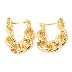 Rack Plating Brass Chain Ear Studs, for Women, Lead Free & Cadmium Free, Long-Lasting Plated, Real 18K Gold Plated, 21x7mm(EJEW-Q770-15G)
