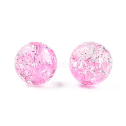 Transparent Crackle Acrylic Beads, Round, Pearl Pink, 10mm, Hole: 2mm, about 943pc/500g(CACR-N002-18)