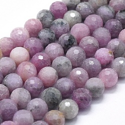 Natural Ruby Beads Strands, Faceted, Round, 9mm, Hole: 1mm, about 45pcs/Strand, 15.55 inch(39.5 cm)(G-D0013-63C)