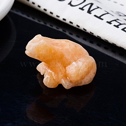 Natural Sunstone Carved Healing Frog Figurines, Reiki Energy Stone Display Decorations, 37x32x25mm(PW-WG28161-24)