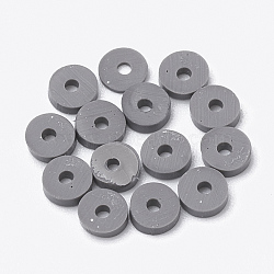Handmade Polymer Clay Beads, Disc/Flat Round, Heishi Beads, Gray, 3x1mm, Hole: 1mm, about 380~400pcs/strand, 17.7 inch(CLAY-R067-3.0mm-40)