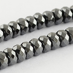 Grade A Non-magnetic Synthetic Hematite Beads Strands, Faceted, Rondelle, 3x2mm, Hole: 0.5mm, about 208pcs/strand, 15.7 inch(G-R211-23)