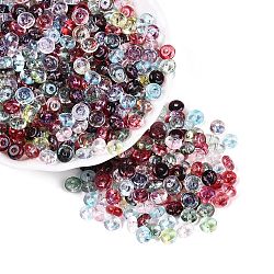 Transparent Colours Glass Seed Beads, Rondelle, Baking Paint, Mixed Color, 6x3mm, Hole: 1.2~1.6mm, about 2500pcs/pound(SEED-Q042-01A-A14)