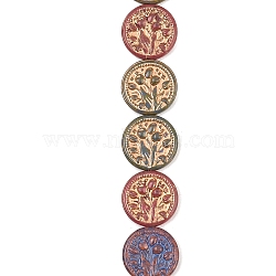 Painted Glass Beads Strands, Golden Metal Enlaced, Mixed Color, Flat Round, 20x5~5.5mm, Hole: 1.2mm, about 18pcs/strand, 14.37''(36.5cm)(GLAA-F133-07G)