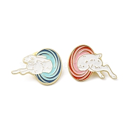 Alloy Brooches, Enamel Pins, for Backpack Cloth, Rabbit, 22x30x1.5mm & 23x31x1.5mm, Pin:1mm, 2pcs/set(JEWB-D014-10LG-03)