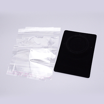 PVC & Velvet Necklace and Earring Display Cards, with OPP Cellophane Bags, Rectangle, Black, 9-1/8x6-5/8 inch(23.3x16.8cm), 1.8cm Thick, Bag: 30x18.5cm